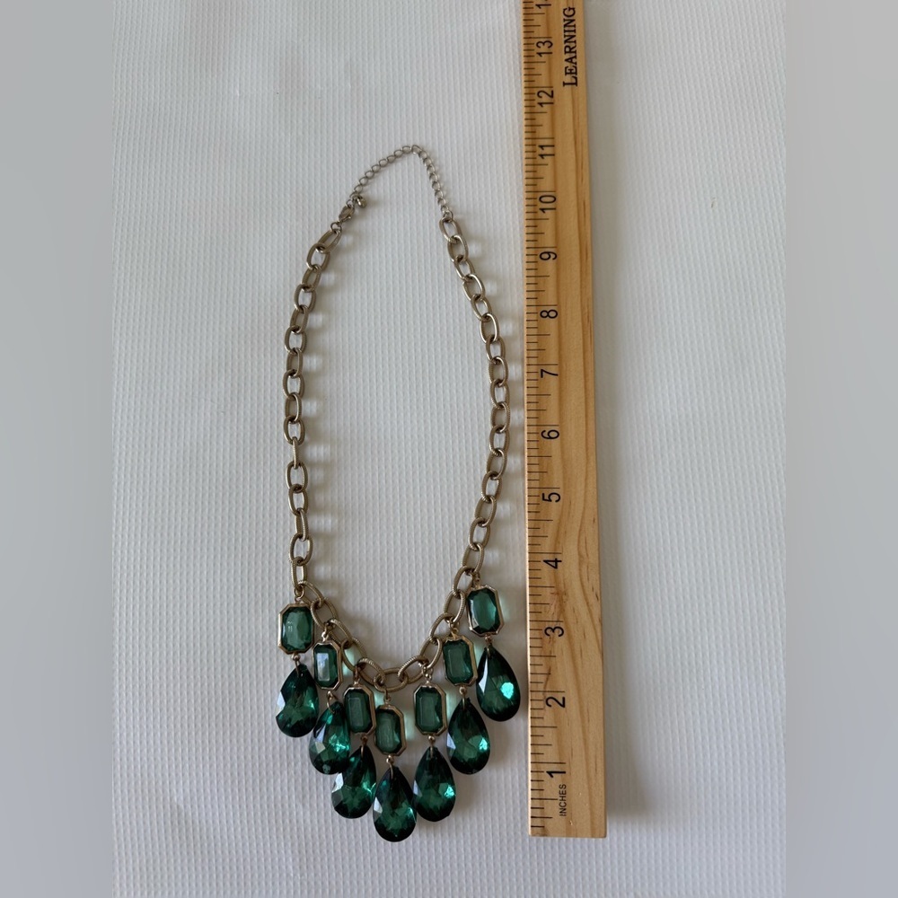 Elegant Gold and Green Statement Necklace - Picture 7 of 7